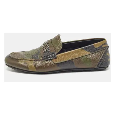 Valentino Tricolor Camouflage Print Leather VLTN Loafers Size