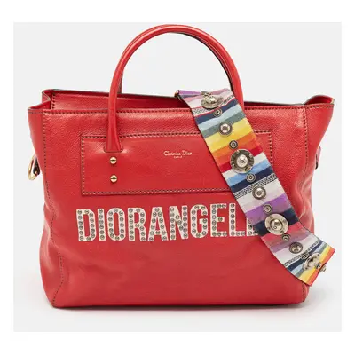 Dior Red Leather Diorangeles Tote