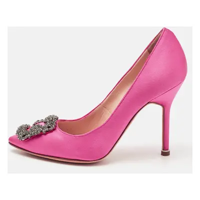 Manolo Blahnik Pink Satin Hangisi Pumps Size