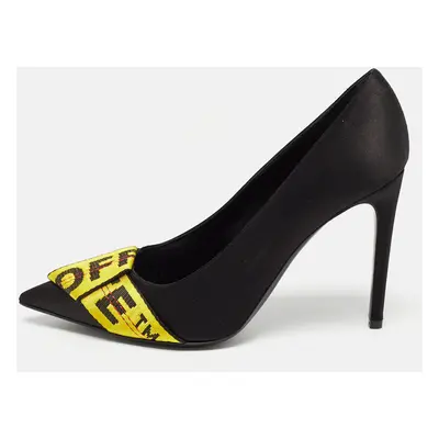 Off-White Black/Yellow Satin and Logo Canvas Pumps Size