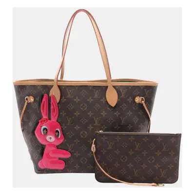 Louis Vuitton Brown Coated Canvas Leather Monogram Sun Yitian Neverfull Mm Tote Bag