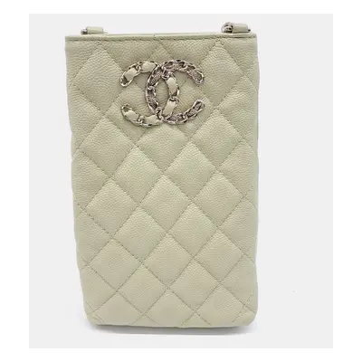 Chanel Green Leather Phone Holder Mini Crossbody Bag