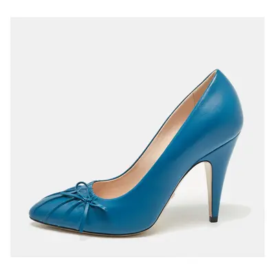 Gucci Blue Leather Pointed Toe Pumps Size 37.5