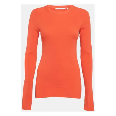 Helmut Lang Orange Rib Knit Crew Neck Jumper