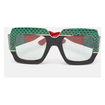 Gucci Green/Black Snakeskin GG0484S Interlocking G Oversized Sunglasses