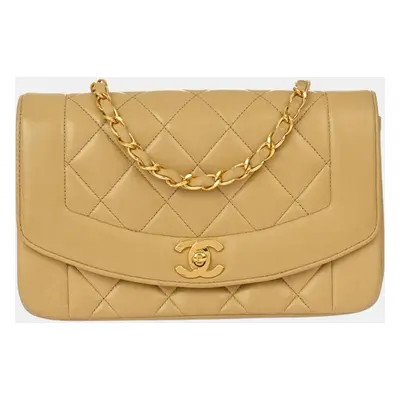 Chanel Beige Lambskin Small Diana Shoulder Bag