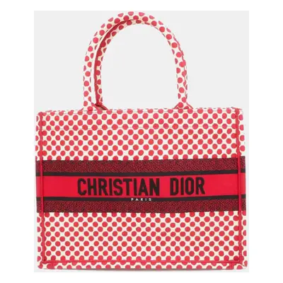 Christian Dior Canvas Black White Book Polka Dot Medium Tote Bag