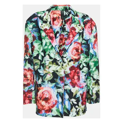 Norma Kamali Multicolor Floral Printed Jersey Blazer