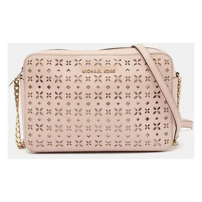 Michael Kors Light Pink Leather Lasercut East West Crossbody Bag