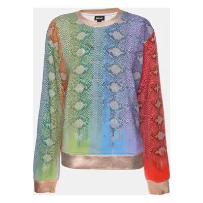 Just Cavalli Multicolor Python Print Cotton Blend Sweater