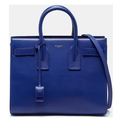 Saint Laurent Blue Leather Small Classic Sac De Jour Tote