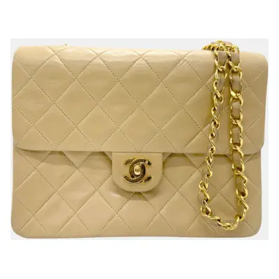 Chanel Beige Gold Lambskin Matelasse Shoulder Bag