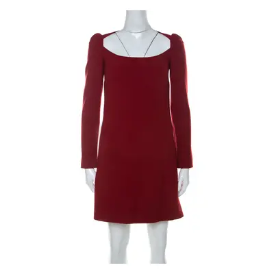 Dolce & Gabbana Red Wool Long Sleeve Shift Dress