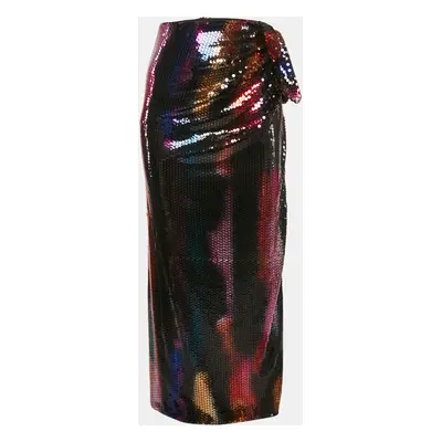 The Attico Multicolor Sequin Jersey Bow Detail Wrap Maxi Skirt