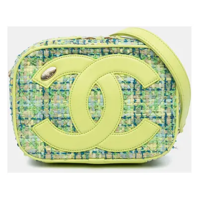 Chanel Green Leather and Tweed CC Mania Camera Bag