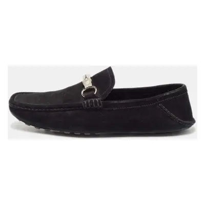 Gucci Black Suede Bamboo Horsebit Slip On Loafers Size 43.5