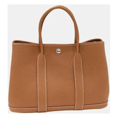 Hermes Gold Canvas Garden Party Tpm Tote Bag