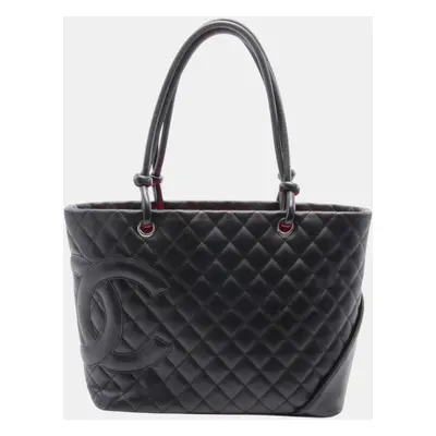 Chanel Leather Black Cambon Line Large Tote Bag