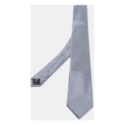 Ermenegildo Zegna Grey & Blue Striped Silk Tie