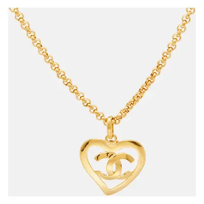 Chanel CC Heart Gold Tone Necklace