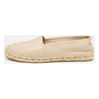 Saint Laurent Beige Leather Cassandre Espadrille Flats Size 36.5