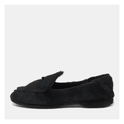 Miu Miu Black Faux Fur Smoking Slippers 37.5