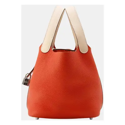 Hermes Touch Rouge Tomate/Rose Eglantine Taurillon Clemence Picotin Lock PM Bag