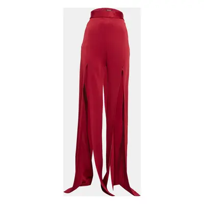 Balmain Red Jersey High-Slit Trousers