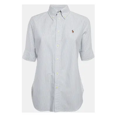 Ralph Lauren White/Blue Stripe Cotton Half Sleeve Shirt