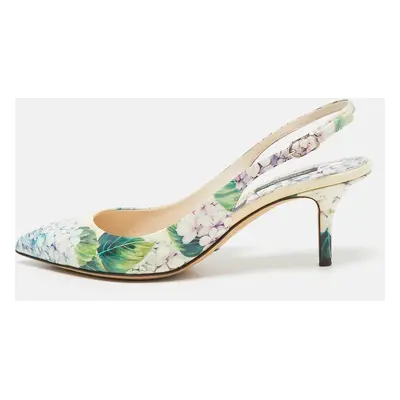 Dolce & Gabbana Multicolor Floral Print Patent Leather Slingback Pumps Size 38.5