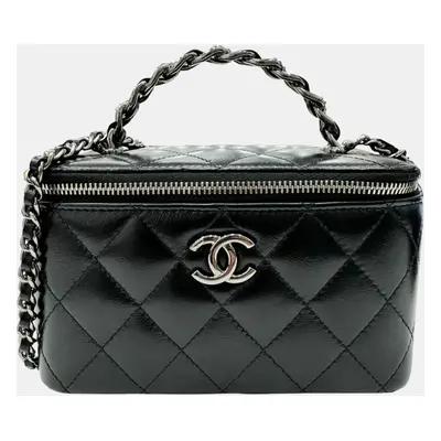 Chanel Black Calfskin Leather Vanity Chain Shoulder Bag