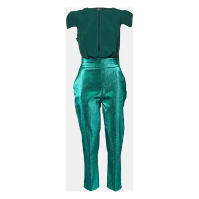 Elisabetta Franchi Green Bodysuit & Lurex Trousers Set