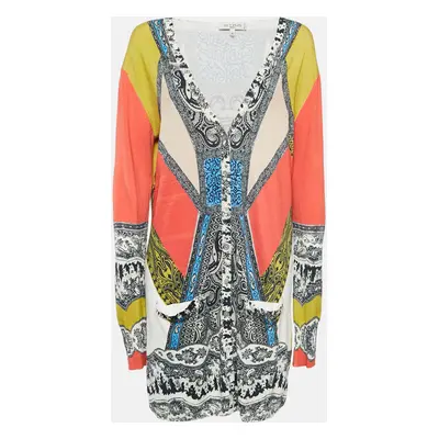 Etro Multicolor Printed Jersey Open Front Cardigan