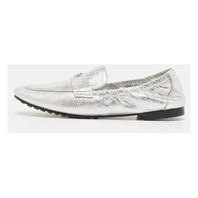 Tory Burch Silver Leather Ballet Loafers Size 38.5