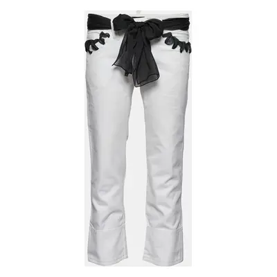 Emporio Armani White Denim Bandana Belted Jeans Waist 31"