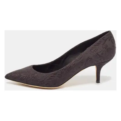 Dolce and Gabbana Black Brocade Fabric Pointed Toe Pumps Size