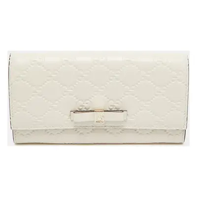 Gucci Off White Guccissima Leather Bow Continental Wallet