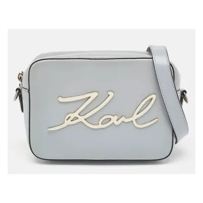 Karl Lagerfeld Light Blue Leather K/Signature Camera Crossbody Bag