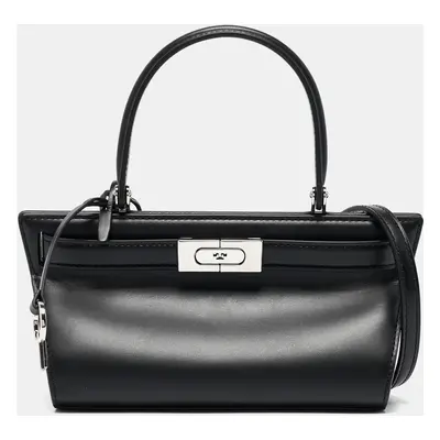 Tory Burch Black Leather Petite Lee Radziwill Cat Eye Top Handle Bag