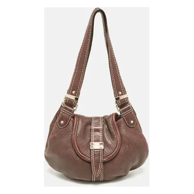 Lancel Dark Brown Leather Miss Broadway Hobo