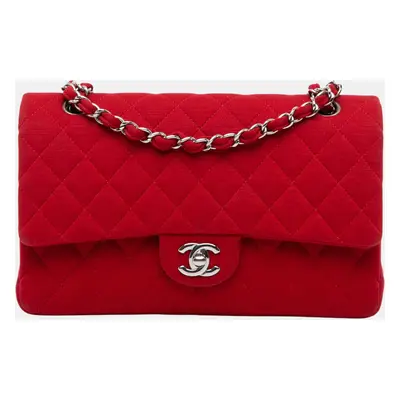 Chanel Red Medium Classic Jersey Double Flap