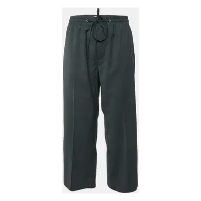 Miu Miu Charcoal Black Wool Blend Straight Leg Trousers