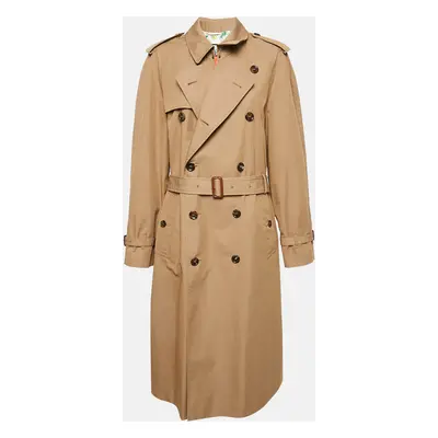 Gucci Brown Gabardine Cotton Blend Double Breasted Trench Coat