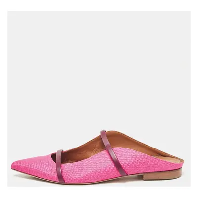 Malone Souliers Pink Raffia Maureen Flat Mules Size