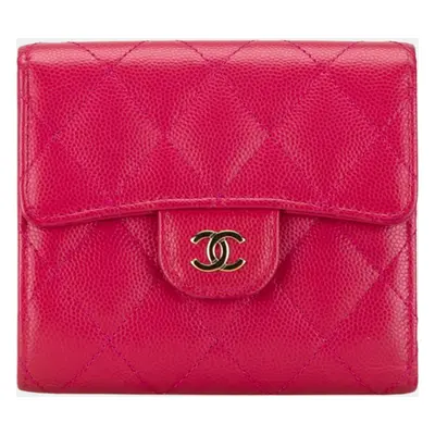 Chanel Pink CC Caviar Compact Flap Wallet