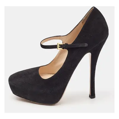 Prada Black Suede Mary Jane Pumps Size