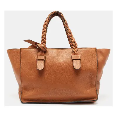 Valentino Brown Leather Braided Handle To Be Cool Tote