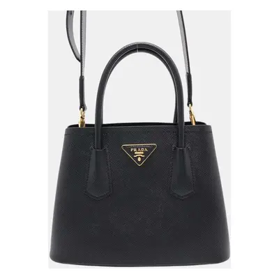 Prada Black Leather Doble Handbag