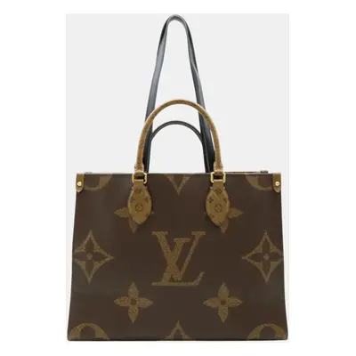 Louis Vuitton Brown Canvas Monogram Giant OnTheGo MM Tote Shoulder Bag