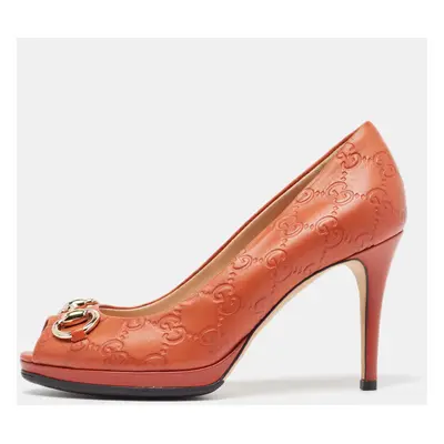 Gucci Orange Guccissima Leather New Hollywood Pumps Size 36.5